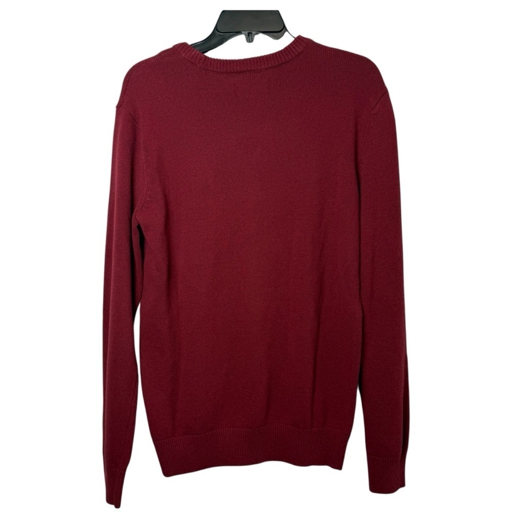 NWT Chaps Burgundy Red Heritage American Flag Knit Crewneck Sweater - Picture 2 of 5